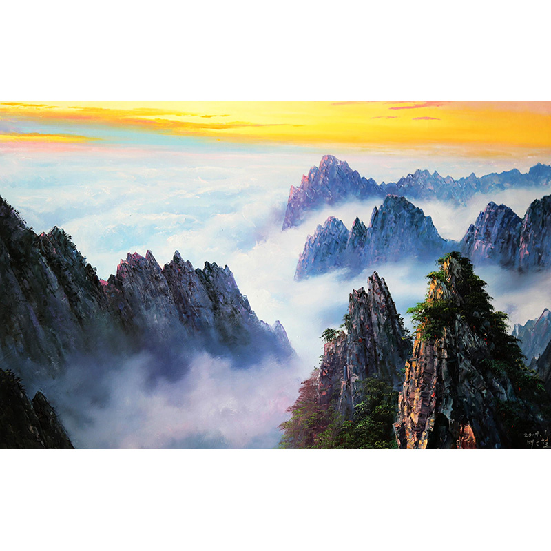 白恩哲《云山》一级画家风景油画横幅