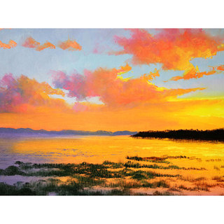 元哲成《火烧云》优秀画家风景油画横幅