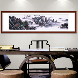 朱安平《水龙吟颂渔家乐》中国美术家协会会员写意山水画横幅八平尺