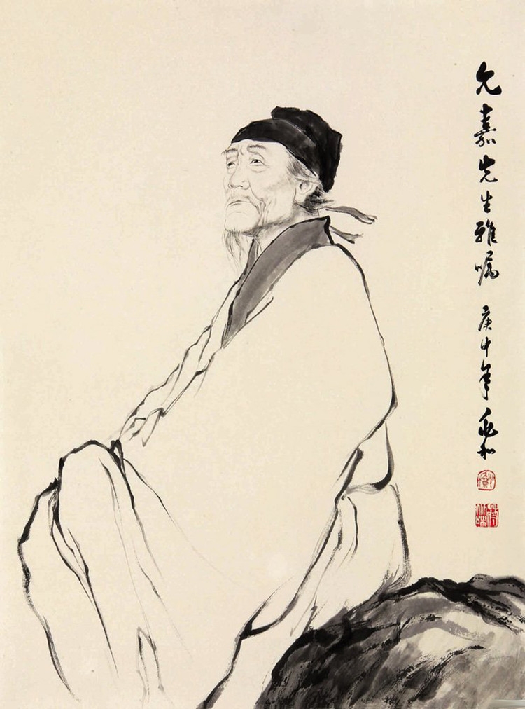 《杜甫像》,1959年,蒋兆和,纸本水墨,纵131厘米,横90厘米,中国历史