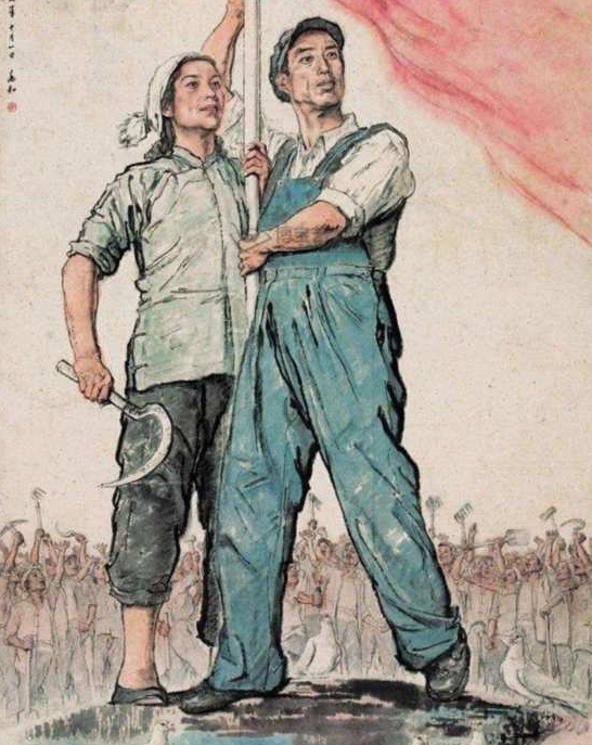 《中国人民从此站起来了》283x132cm 纸本设色 1949年