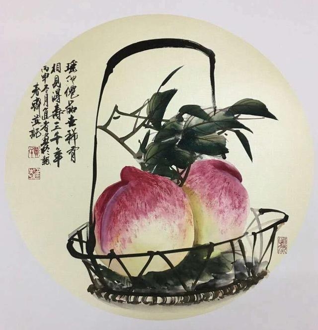 画家贾进考寿桃作品欣赏:即得古风,又有新意