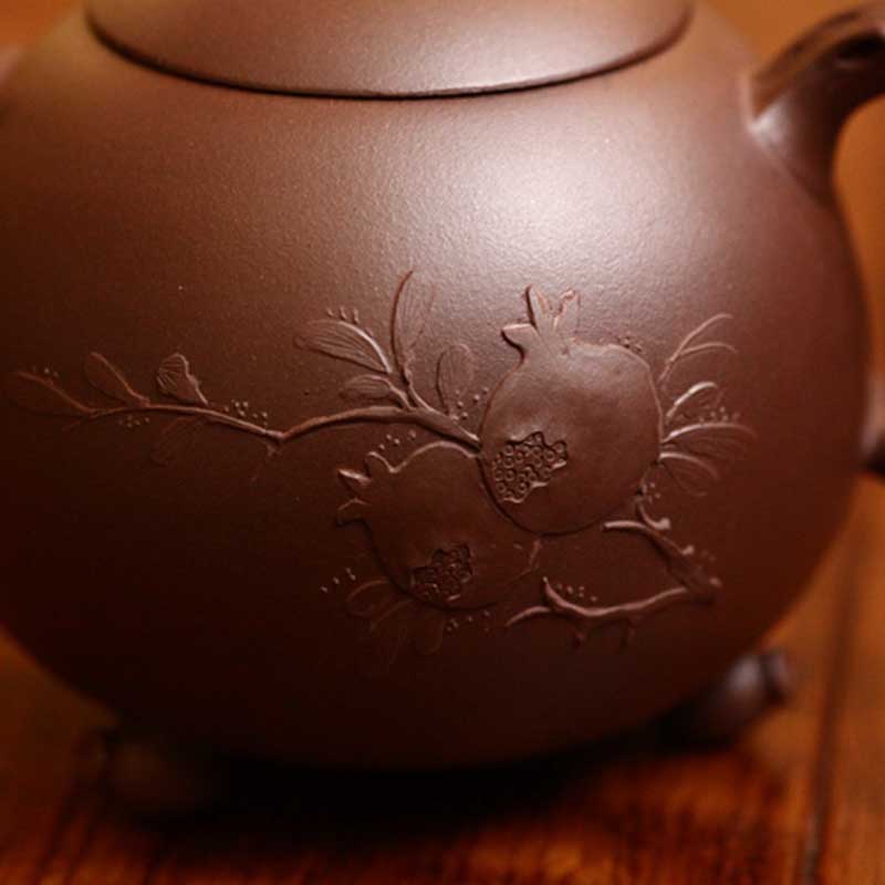 蒋艺华《石榴套壶》高级工艺美术师手工原矿紫泥宜兴紫砂壶套组