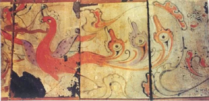 西汉卜千秋墓壁画描绘的凤鸟