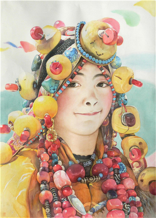 《盛装的玉树藏族姑娘》