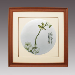 中国工艺美术大师 黄永平《清露》绿彩瓷板画  