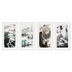 宋兆钦《山水四条屏三》中国美术家协会会员写意山水四条屏