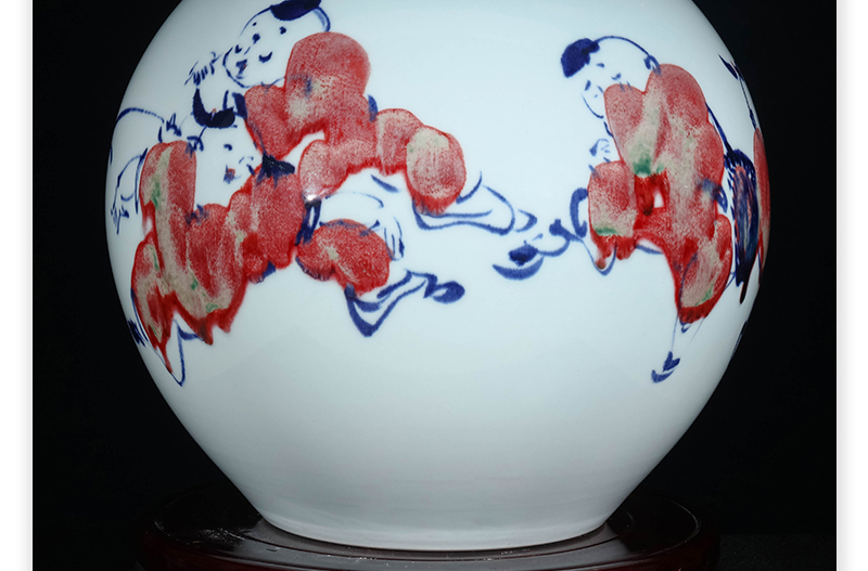 徐国琴《童趣》江西省陶瓷艺术大师景德镇青花釉里红瓷瓶
