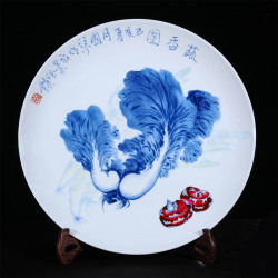 徐国琴《蔬香图》江西省陶瓷艺术大师景德镇釉上彩圆盘