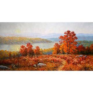 金润哲《满山红》功勋艺术家风景油画横幅