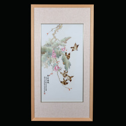 鄢珍《相伴春风》江西省工艺美术师景德镇粉彩瓷板