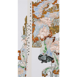 欧阳斌鑫《和气》青年画师景德镇高温色釉瓷板