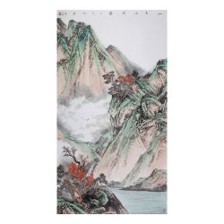 杨建军《山高水阔图》中国美术家协会会员工笔山水竖幅