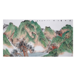 杨建军《春风姜水图》中国美术家协会会员工笔山水横幅