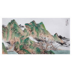 杨建军《喜春图》中国美术家协会会员工笔山水横幅