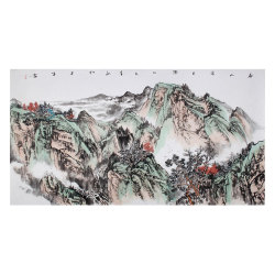 杨建军《春山富居图》中国美术家协会会员工笔山水横幅