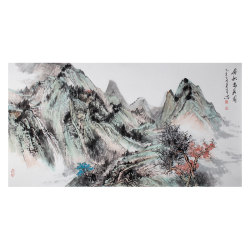 杨建军《金秋高居图》中国美术家协会会员工笔山水横幅
