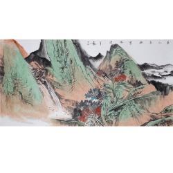 杨建军《春山高翔图二》中国美术家协会会员工笔山水横幅