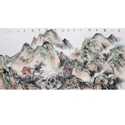 杨建军《春山竞秀图》中国美术家协会会员工笔山水横幅