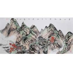杨建军《春山高翔图三》中国美术家协会会员工笔山水横幅