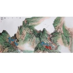 杨建军《春水怡心图》中国美术家协会会员工笔山水横幅