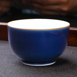 景德镇颜色釉霁蓝釉品茗杯