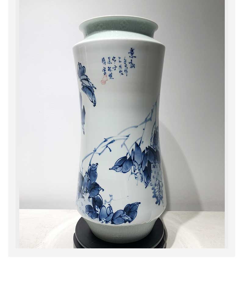 占国胜《紫韵》江西省高级工艺美术师青花瓷瓶景德镇