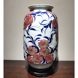 管桂玲《青花釉里红秋菊瓶》江西省工艺美术大师青花釉里红瓷瓶景德镇