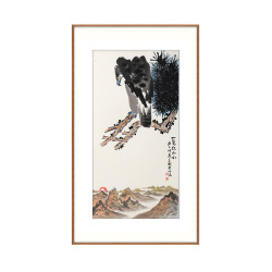田志刚《一览众山小》中国美术家协会会员写意花鸟竖幅