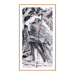 杨国新《明月松间照》安徽省美术家协会主席写意人物画竖幅八平尺