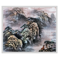 秦晓明《工笔山水之三》江西省高级工艺美术师景德镇陶粉彩瓷板