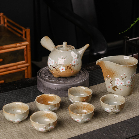 陶泥釉下彩陶艺茶具套组8件