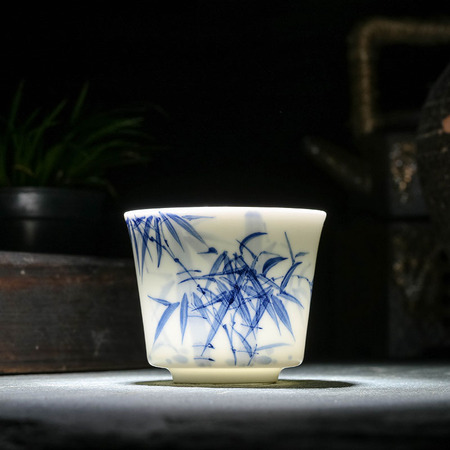 景德镇青花梅兰竹菊单杯《竹》