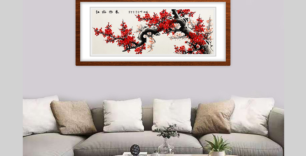 陈利华《红梅迎春》霍春阳弟子写意花鸟画横幅12平尺