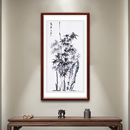 《高升》写意花鸟画墨竹竖幅四平尺