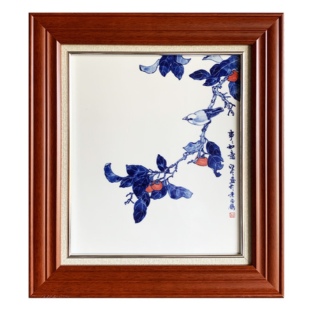 景德镇青花斗彩瓷板画《事事如意》