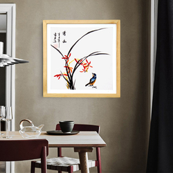 《清幽》写意花鸟国画兰花一平尺 原木画框装裱