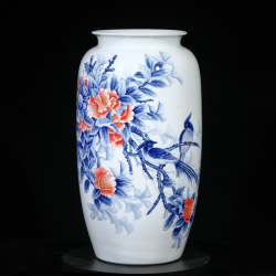 童宏偉《花開富貴系列一》江西省高級陶瓷美術師青花瓷瓶