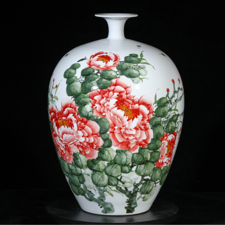 童宏伟《花开富贵系列四》江西省高级陶瓷美术师釉中瓷瓶