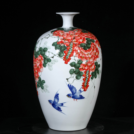 童宏伟《紫气东来系列四》江西省高级陶瓷美术师釉下瓷瓶