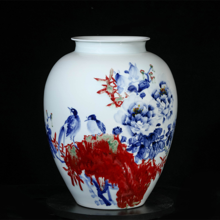童宏偉《錦上添花》江西省高級陶瓷美術師青花釉里紅瓷瓶