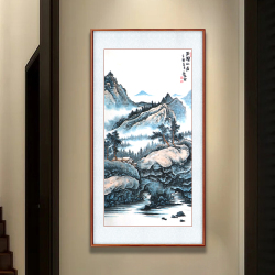刘秋言《石壁山居》国家一级美术师写意山水画八平尺竖幅