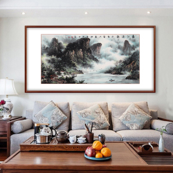 饶森林《春江渔歌》安徽省美术家协会会员写意山水画八平尺横幅