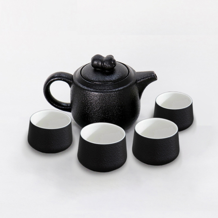 《明月》一壶四杯黑陶茶具四件套