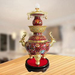 【订金】中国工艺美术大师张同禄 钟连盛 景泰蓝《同禄连升》羊脂白玉版