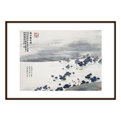 齐白石版画《藕池观鱼图》1.5平尺