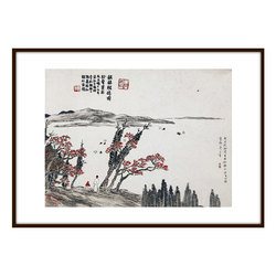 齐白石版画《秋林纵鸽图》1.5平尺