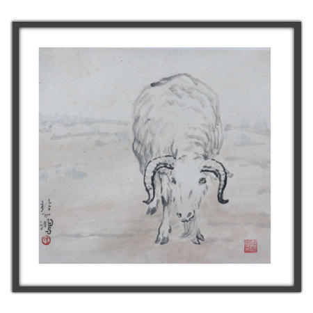 徐悲鸿版画《十二生肖之羊》