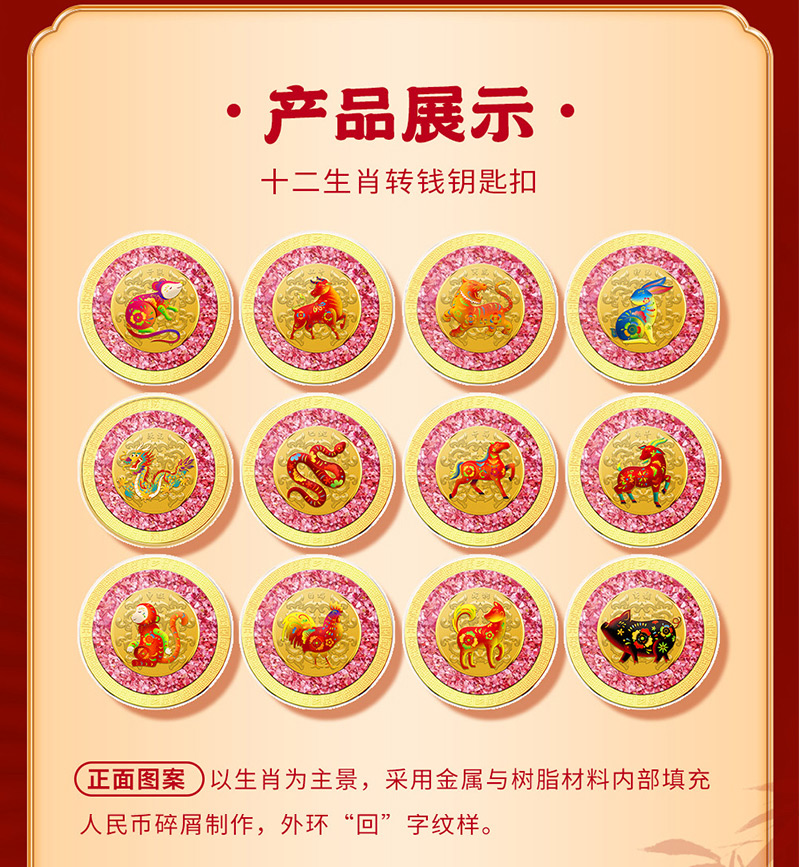 南昌印钞十二生肖转钱钥匙扣-鸡