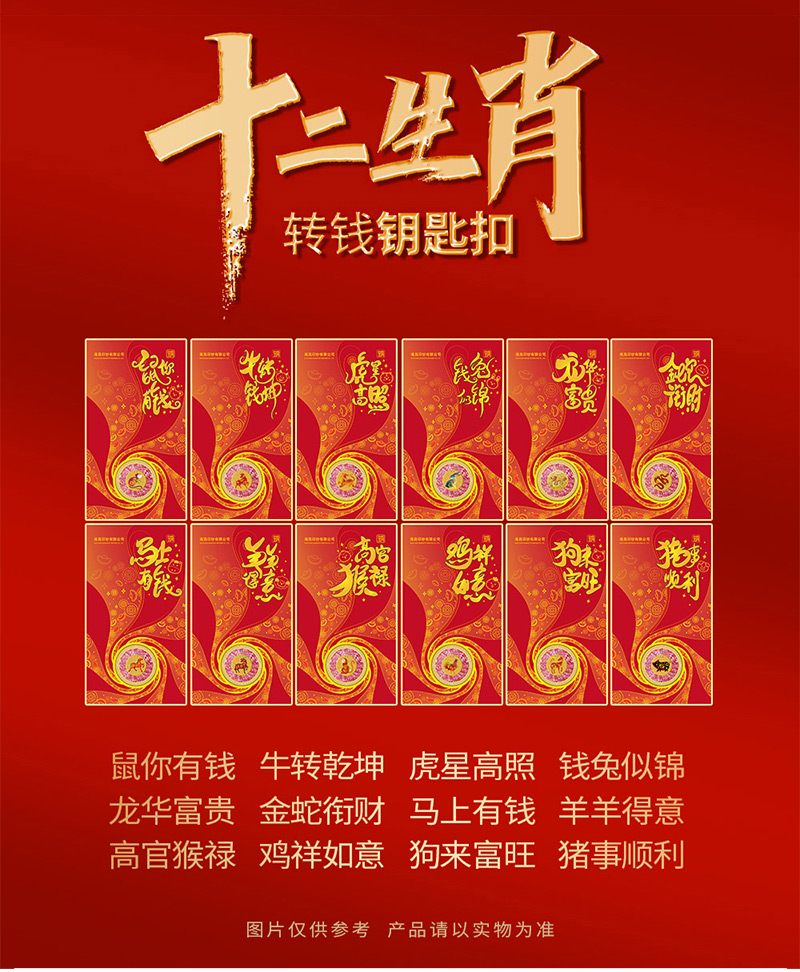 南昌印钞十二生肖转钱钥匙扣-鸡